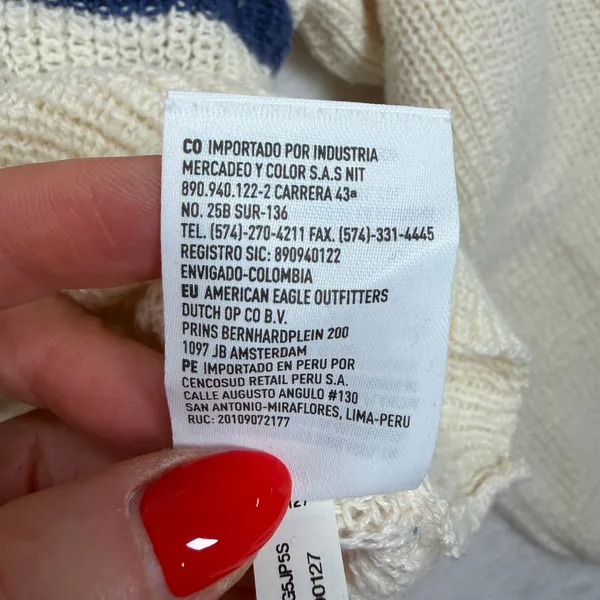 American Eagle Medium Sweater Rainbow Stripe Cropped Balloon Sleeve Oversized - Image 10