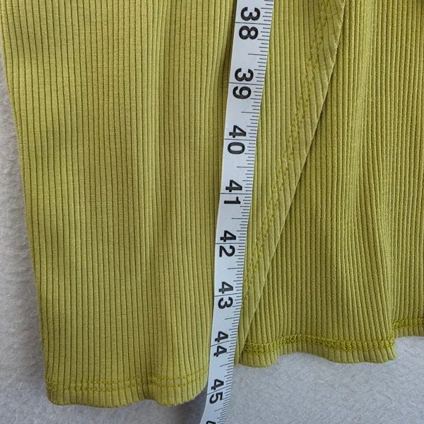 Lulus NWT Chartreuse Green One Shoulder Ribbed Ruched Midi Dress LD5016 Womens L - Image 10
