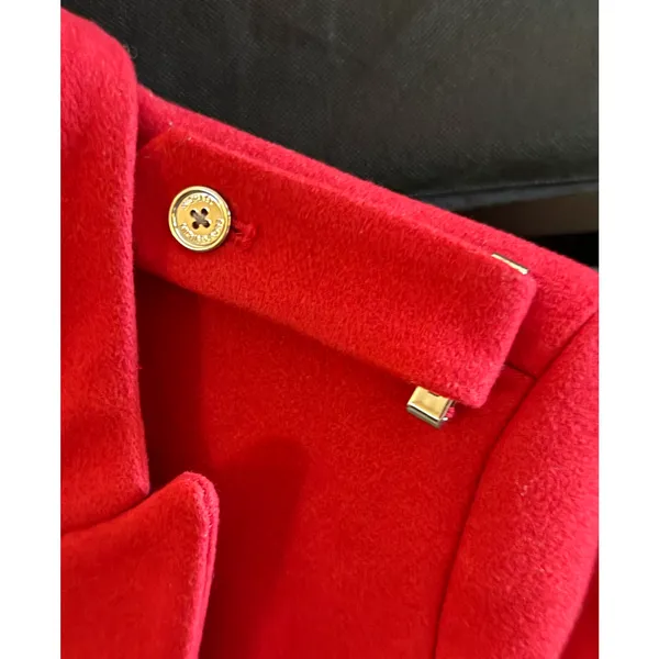 Michael Kors Coat Womens Size S Red Wool Double Breasted Military Peacoat Zipper - Image 7