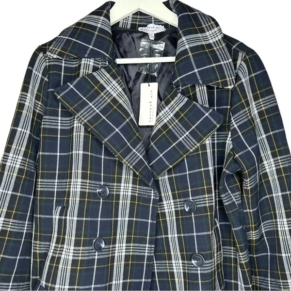 Anthropologie Current Air Plaid Double Breasted Coat Medium - Image 4