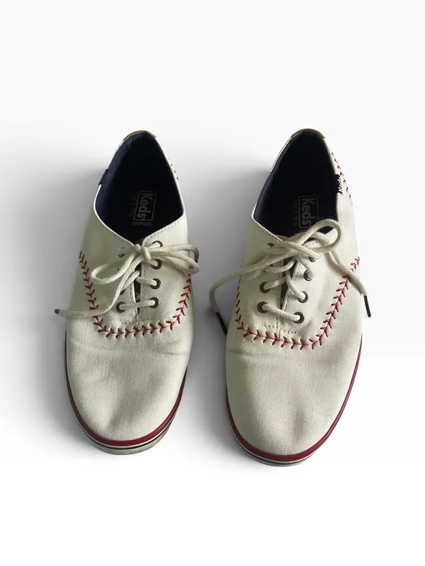 Keds Champion Pennant Baseball Stitch Canvas Sneakers - Off-White - Image 2