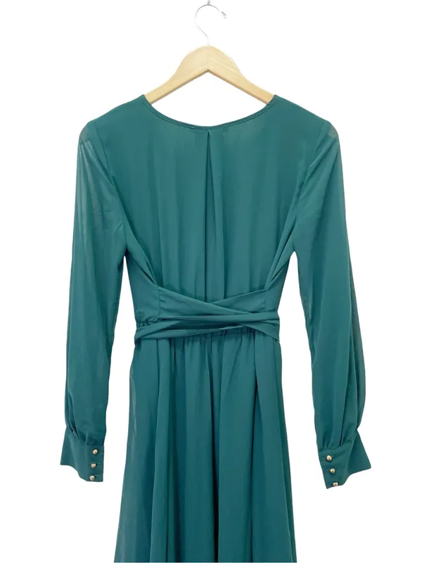 NWT Baltic Born Lydia Emerald Chiffon Maxi Dress Size Medium Long Sleeve Gown - Image 6
