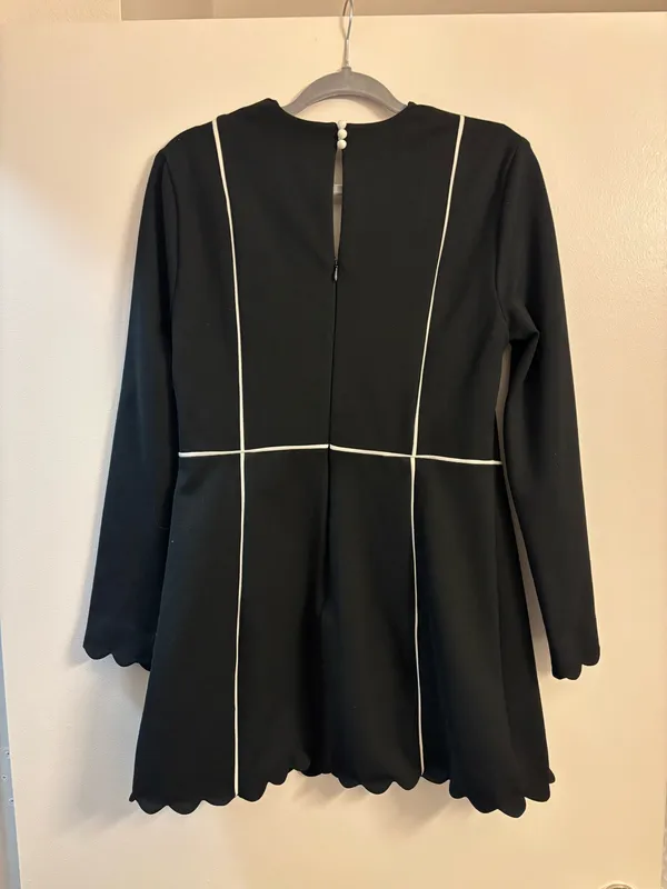 Maeve Square-Neck Scalloped Hem Long-Sleeve Mini Dress - Image 4