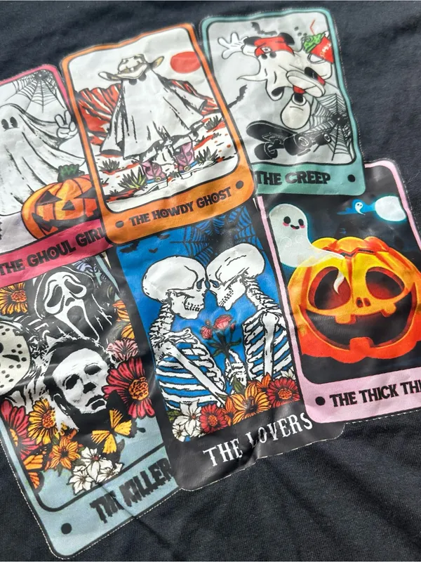 Gildan Black Halloween Tarot Card Graphic Tee - Image 2