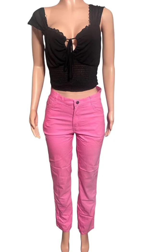Comfort fit Women's pink high waist straight leg pant size L,XL - Image 3