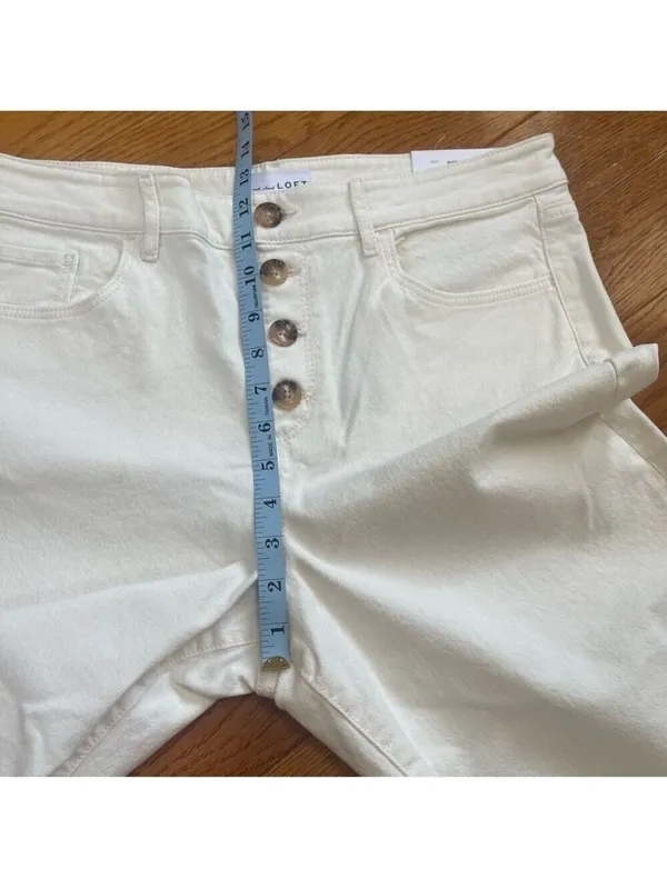 Ann Taylor LOFT High Waist Wide Leg Crop Jeans White Size 12P/31 - Image 10