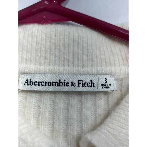 Abercrombie & Fitch Ribbed Pearl Button Crop Cardigan Women S Cream Soft Girl - Image 6