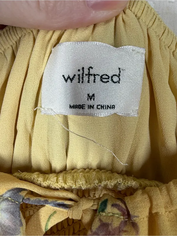 Aritzia Wilfred Yellow Floral Genoa Smocked Milkmaid Midi Dress - Image 3