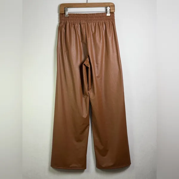 OFFLINE by Aerie Women’s Faux Leather Wide Leg Pull-On Pants Tan Brown Sz S NWT - Image 7