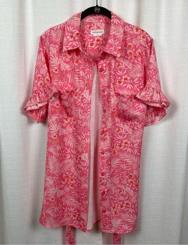 Revolve Lovers and Friends Pink Floral Juliet Mini Shirt Dress Sz.S - Image 5