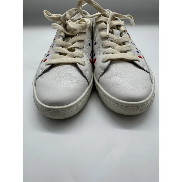 Soludos Ibiza Lace Up White Leather Sneakers Queen of Hearts Size 6.5 - Image 4