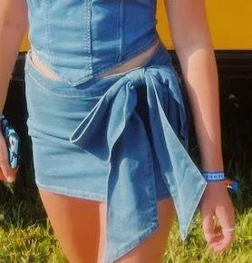 Cider Denim Bow Mini Skirt - Image 5