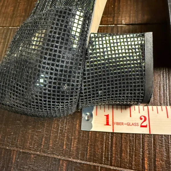J. Renee Womens Black Mesh Leather Block‎ Heel Pumps Pointed Toe 9.5 M Vintage - Image 7