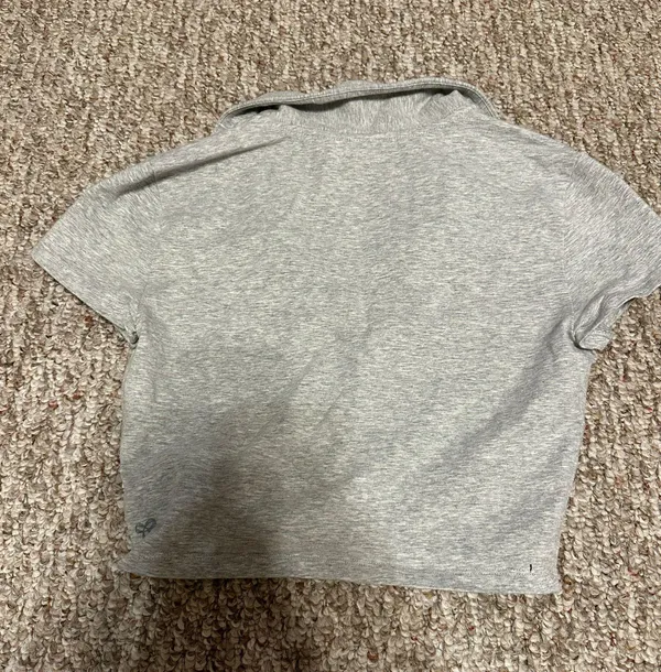 Aritzia Tna Gray Crop Polo Top - Image 3