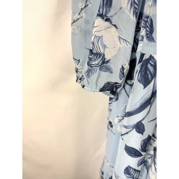 Sugar Lips Maxi‎ Dress Womens Size S Pale Blue Floral Tiered Long Sleeve Cottage - Image 12