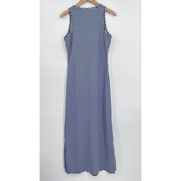 J McLaughlin Dress Women's‎ Maxi Casual Travel Striped Stretch Blue White Small - Image 5