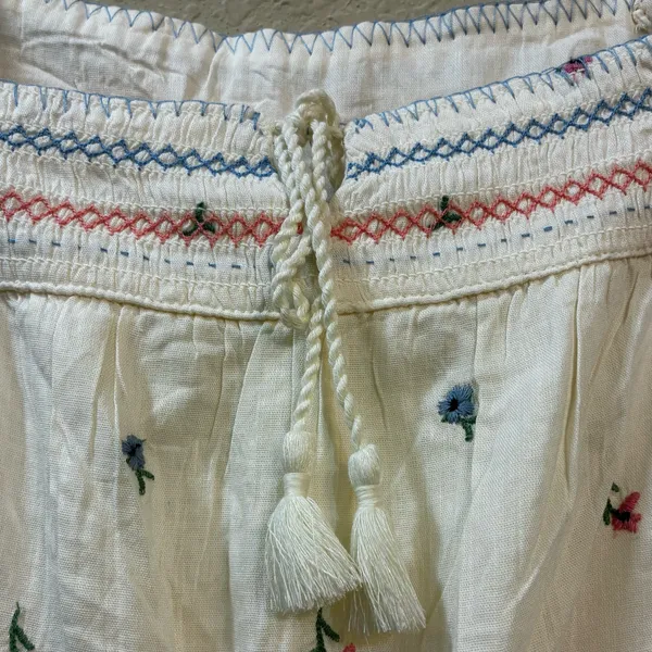 Old Navy Floral Embroidered Midi Dress Ivory Cottagecore Boho Tiered Sundress - Image 3