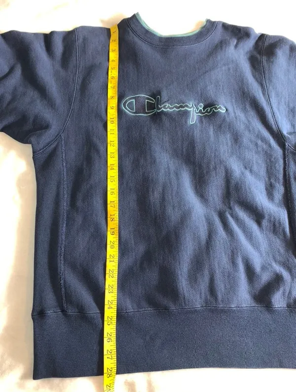 Vintage Champion Reverse Weave Sweatshirt Crewneck Large Blue Embroidered Women - Image 8