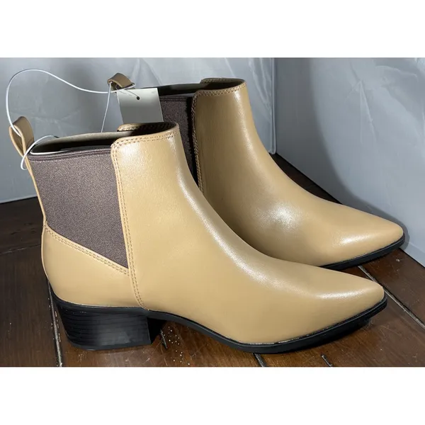 Universal Threads 7 Chelsea Boots Tan Pointed Toe Block‎ Heel Ankle Booties NEW - Image 2