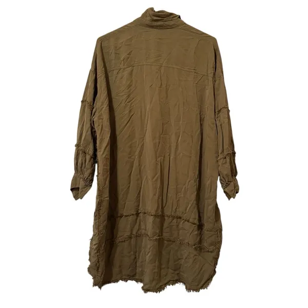 Before You Women Button Down Tunic Top Dress Size XS Raw Hem Rayon/Tencel Boho - Image 2
