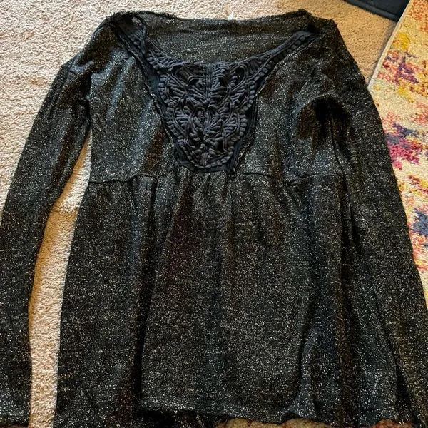 Free people xs black‎ sparkly blouse - Image 3
