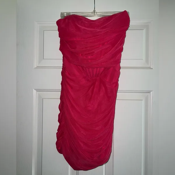 Superdown Sonya Bustier Mesh Dress in Hot Pink Size Small - Image 4
