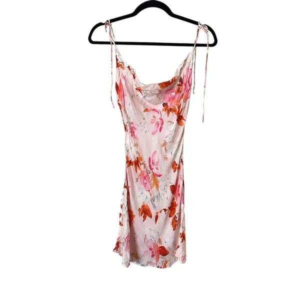 ZARA Safia Satin Floral Mini Dress Pink X-Small‎ - Image 2
