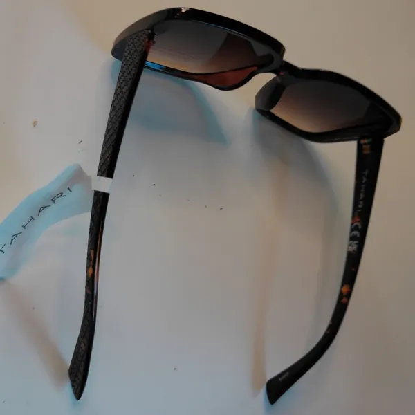 Tahari Tortoise Square Oversized Sunglasses Textured Lattice Arms TH815-TS NEW - Image 4