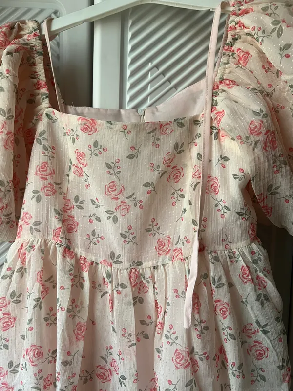 Handmade Puff Sleeve Floral Dress - Image 4