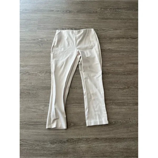 Chico’s Ankle Pants Womens 0.5 US 6 Cream Ivory Pull On Ponte Slim Stretch - Image 2