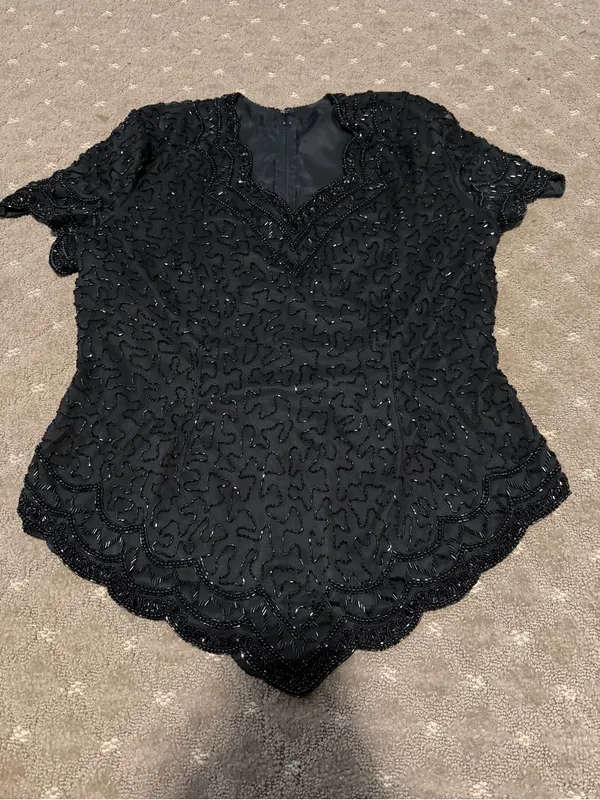1980’s Beaded Blouse Black Size M - Image 3