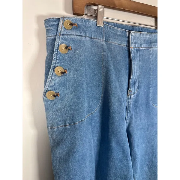 Talbots Sailor Jean Women 16 Blue Nautical Coastal Retro Wide Leg Crop Pants - Image 3
