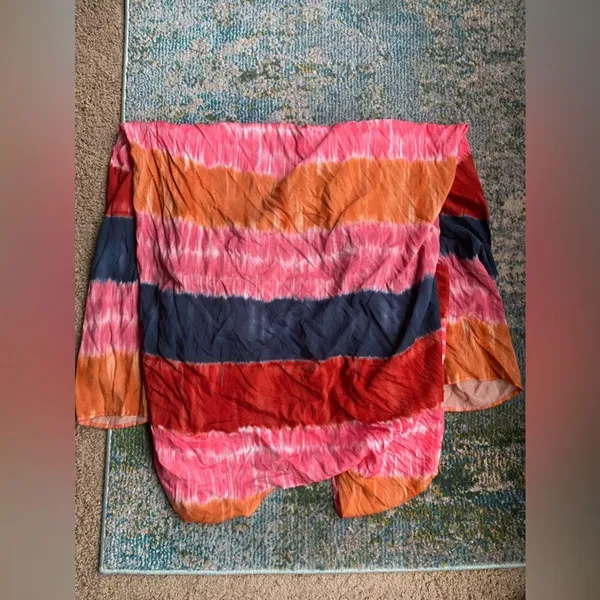 Boutique colorful pink tie dye long kimono wrap, size large - Image 7