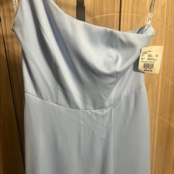 Celebrate Blue Ruched One-Shoulder Gown for Weddings - Image 5