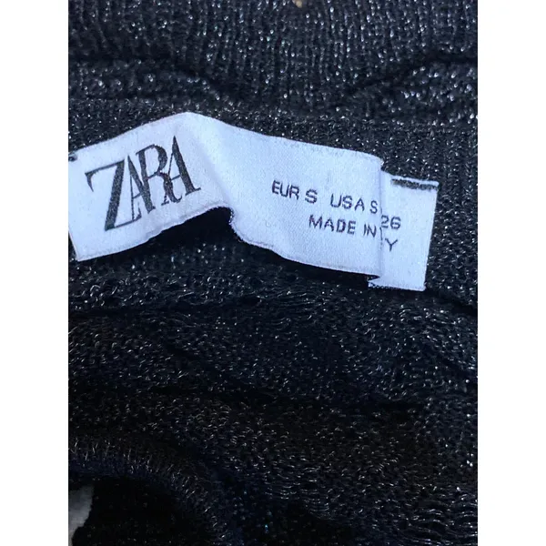 Zara Women's Black Floral Lace Fringe Knit Cami Camisole Tank Crop Top Size S - Image 5