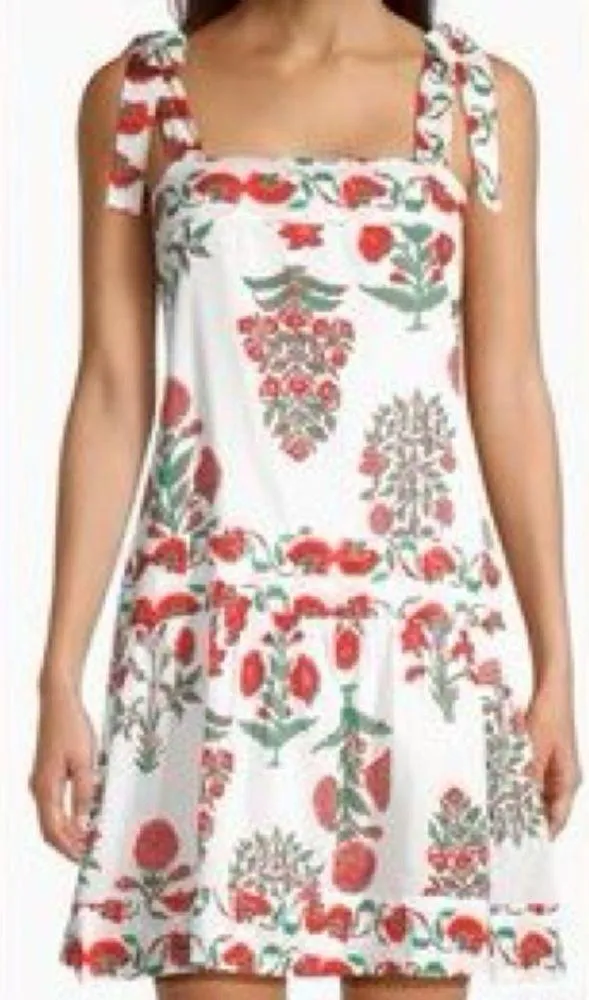 Anthropologie Ro's Garden Aspen Folkloric Floral Cotton Minidress in Red Olympia - Image 6