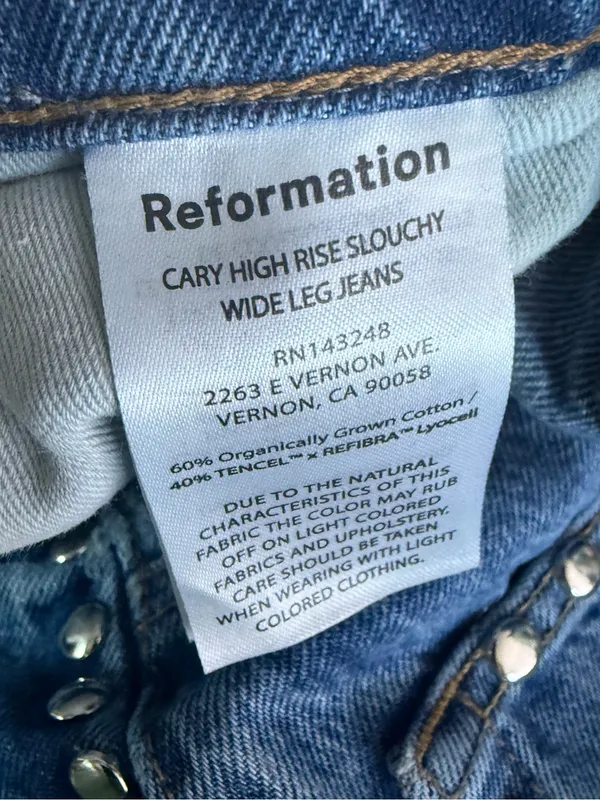 Reformation Cary High Rise Slouchy Wide Leg Studded Jeans Size 25 - Image 5