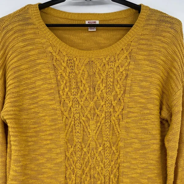 Mossimo Cable Knit Womens Sweater Sz XXL Mustard Boho Rustic Cottage Lagenlook - Image 4