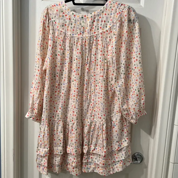 Maeve by Anthropologie Printed Button-Down Tiered Dress Size Large - Image 3