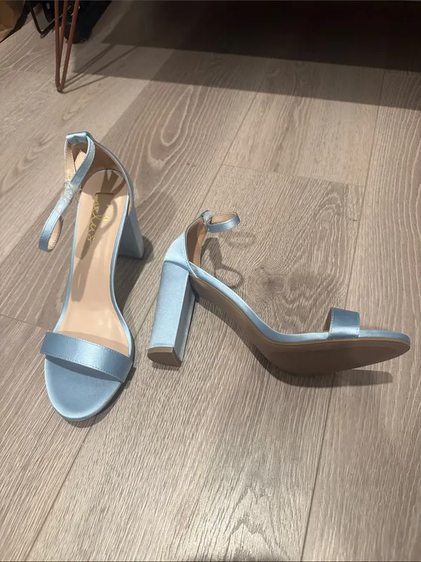 NEW Lulus Taylor Baby Blue Satin Ankle Strap Heels Size 8.5 - Image 3