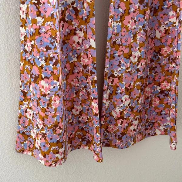 NWT Billabong Hang Loose Pant Pink Abstract Floral Flare Pants Small - Image 6
