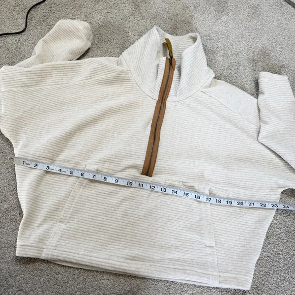Prana Women's Organic Cotton Long Sleeve Escambia Half Zip Pullover in Cream S - Image 7