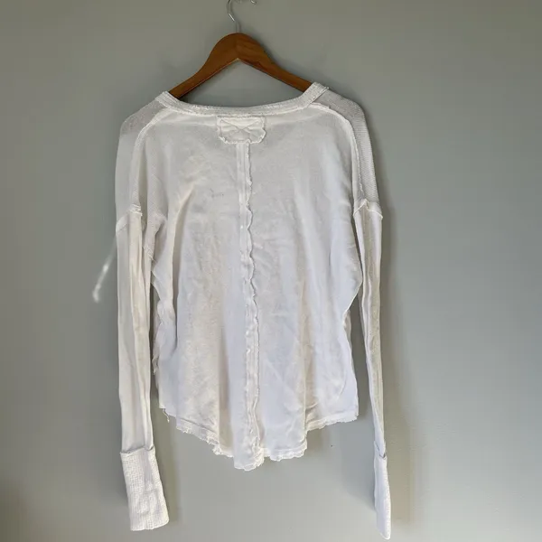 We The Free Oversized Relaxed Knit Ribbed Boho Blouse Top White Women's Size XS - Image 2