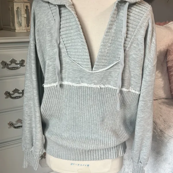 Oversized Comfy Hooded Sweatshirt Sweater Grsy - Image 4