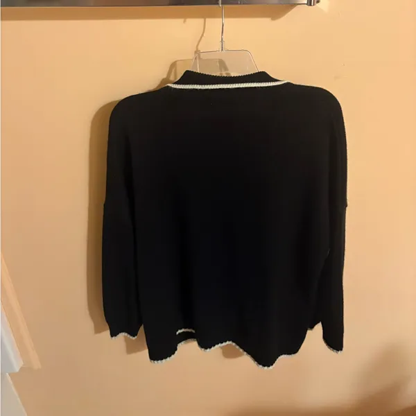 Mersea Marina Polo Sweater in Black/Sand - Image 4