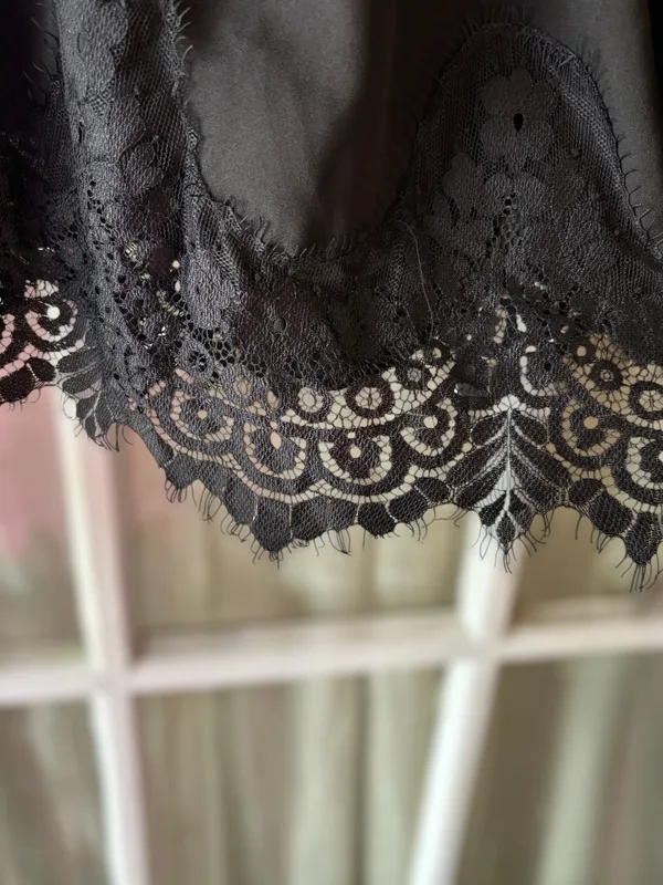 Wrangler Women’s Small Retro Black Frayed Lace Long Tie Sleeve Western Blouse - Image 5