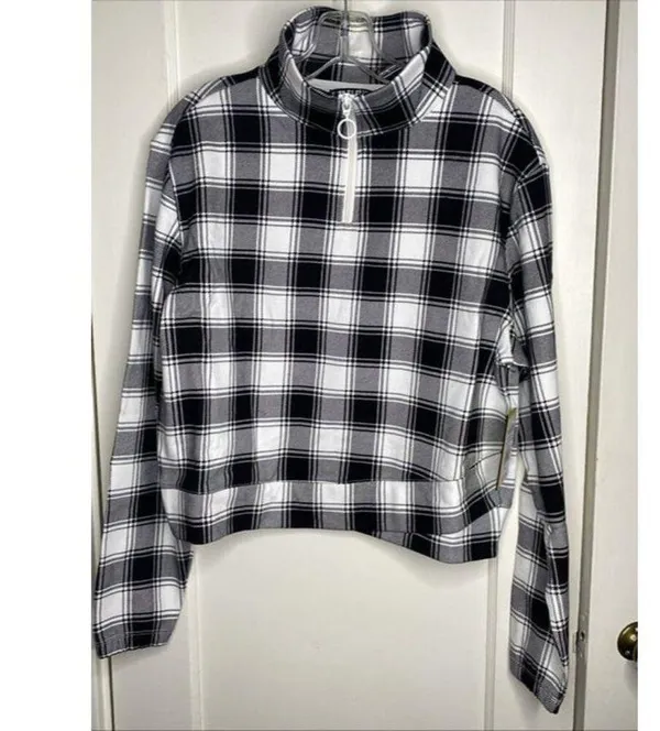 EleVen by Venus Williams Women's One More Time Pullover, B/w Plaid Size XS $138 - Image 4