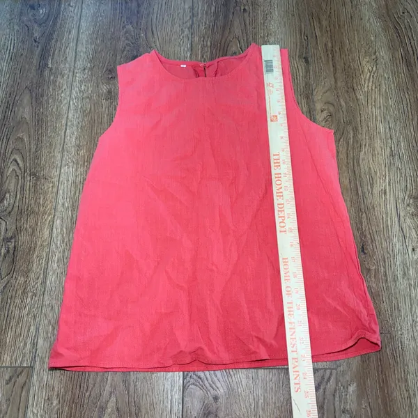 Linen Burnt Orange 100% Linen Sleeveless Blouse Top Womens Size Medium Fall - Image 2