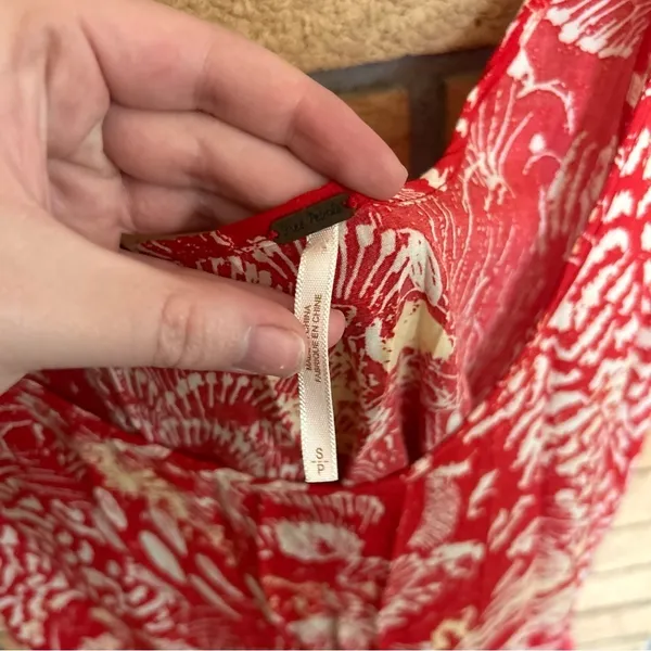 Free People Red Flowy Tank Mini Dress Boho Patterned Size Small - Image 3