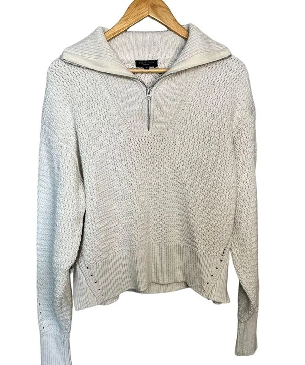 Rag & Bone Lena Cotton Half Zip Sweater - Image 5